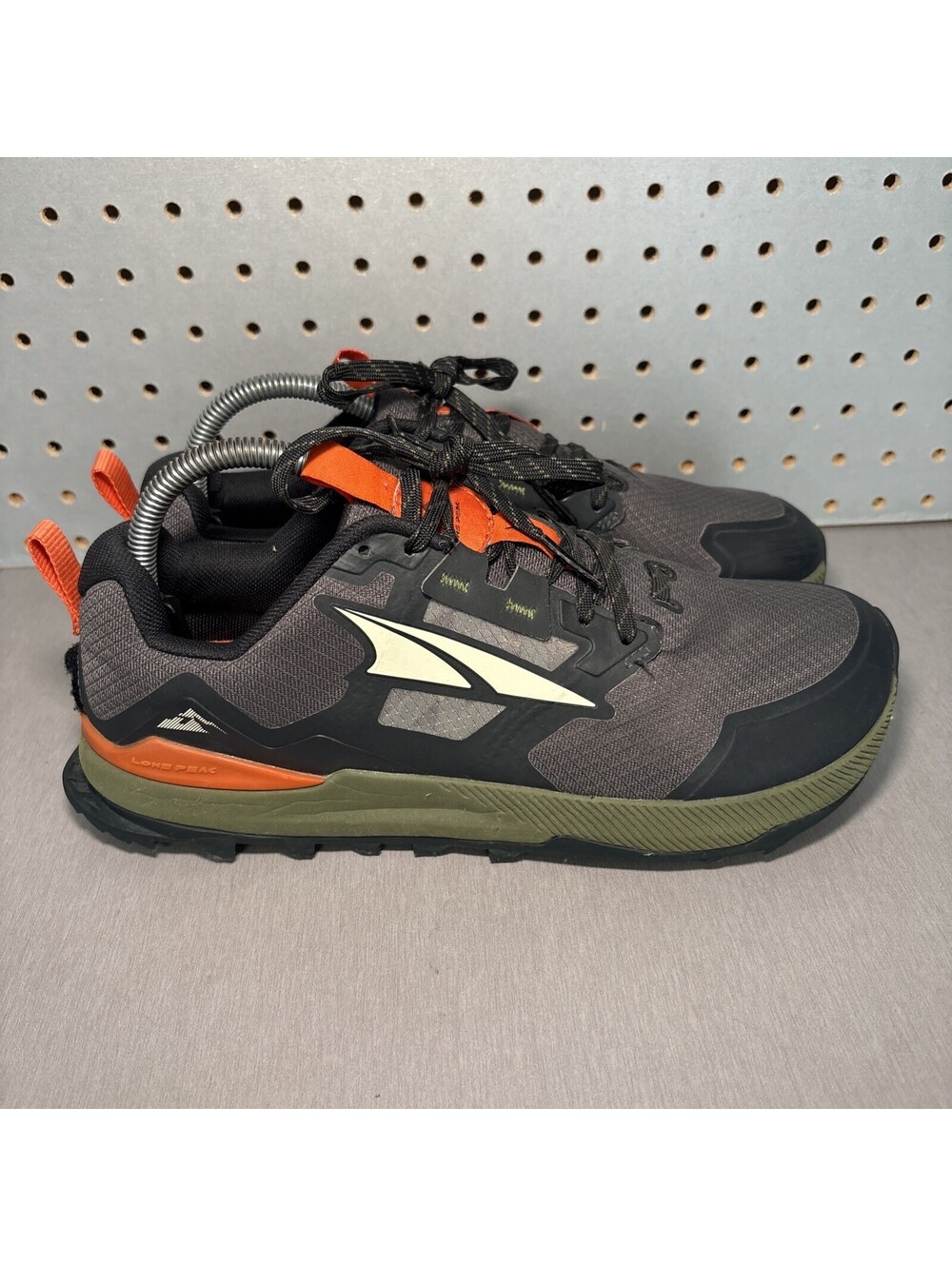 ALTRA Lone Peak 7 Trail Running Shoes Mens Sz 8.5 Black Gray Grey Green Orange